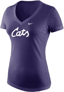 Nike K-State Wildcats Womens Purple Cats Script Triblend Short Sleeve T-Shirt