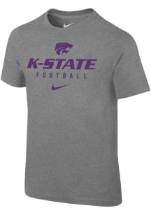 Nike K-State Wildcats Boys Grey Team Issue Design Short Sleeve T-Shirt