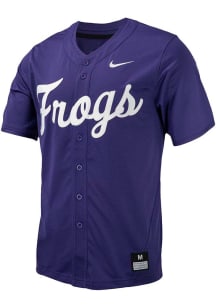 Nike TCU Horned Frogs Mens Purple Shortened Replica Baseball Jersey