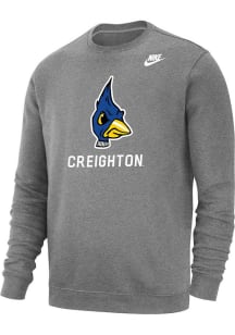 Nike Creighton Bluejays Mens Grey Club Fleece Long Sleeve Crew Sweatshirt