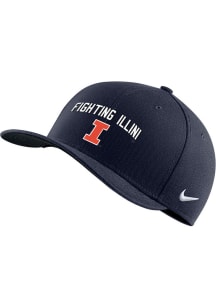 Nike Illinois Fighting Illini Mens Navy Blue Script Swoosh Flex Hat