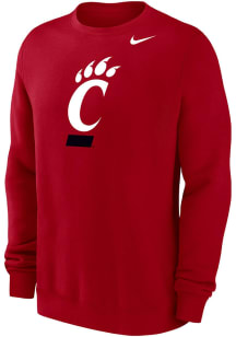 Nike Cincinnati Bearcats Mens Red Primary Logo Long Sleeve Crew Sweatshirt
