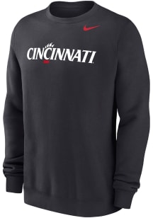 Nike Cincinnati Bearcats Mens Charcoal Club Fleece Wordmark Long Sleeve Crew Sweatshirt