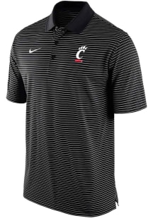 Nike Cincinnati Bearcats Mens Black Stadium Stripe Primary Logo Short Sleeve Polo