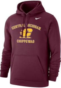 Nike Central Michigan Chippewas Mens Maroon No 1 Long Sleeve Hoodie