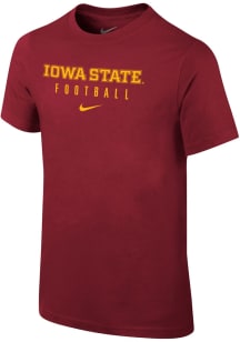 Nike Iowa State Cyclones Youth Cardinal Red Football Sport Drop Short Sleeve T-Shirt