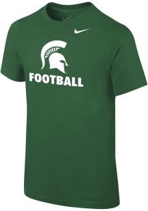 Nike Michigan State Spartans Youth Green Football Sport Drop Design Short Sleeve T-Shirt