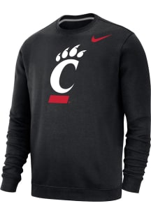 Nike Cincinnati Bearcats Mens Black Club Fleece Logo Long Sleeve Crew Sweatshirt
