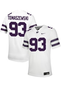 Asher Tomaszewski  Nike K-State Wildcats White NIL Game Football Jersey