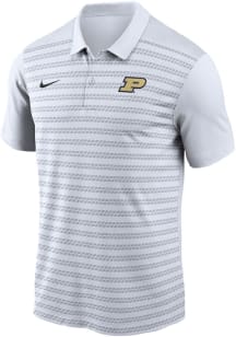Nike Purdue Boilermakers Mens White DriFIT Victory Stripe Short Sleeve Polo