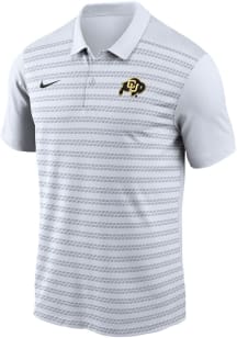 Nike Colorado Buffaloes Mens White DriFIT Victory Stripe Short Sleeve Polo