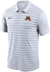 Nike Minnesota Golden Gophers Mens White DriFIT Victory Stripe Short Sleeve Polo
