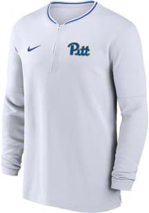 Nike Pitt Panthers Mens White Sideline DriFIT Half Zip Gameday Long Sleeve Qtr Zip Pullover