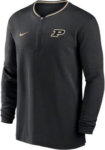 Nike Purdue Boilermakers Mens Black Sideline DriFIT Half Zip Gameday Long Sleeve Qtr Zip Pullover