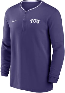 Nike TCU Horned Frogs Mens Purple Sideline DriFIT Half Zip Gameday Long Sleeve Qtr Zip Pullover