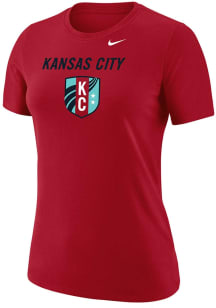 Nike KC Current Womens Red Cotton Word Short Sleeve T-Shirt