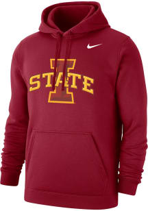 Nike Iowa State Cyclones Mens Crimson Primary Logo Club Fleece PO Long Sleeve Hoodie