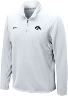 Nike Iowa Hawkeyes Mens White Primary Logo Left Chest Training Long Sleeve Qtr Zip Pullover