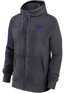 Nike K-State Wildcats Mens Anthracite Sideline Club Fleece Gameday Long Sleeve Full Zip Jacket
