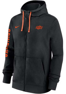 Nike Oklahoma State Cowboys Mens Black Sideline Club Fleece Gameday Long Sleeve Full Zip Jacket