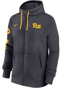 Nike Pitt Panthers Mens Anthracite Sideline Club Fleece Gameday Long Sleeve Full Zip Jacket