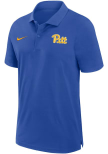 Nike Pitt Panthers Mens Blue Sideline DriFIT Gameday Woven Short Sleeve Polo