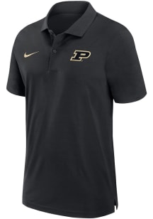 Nike Purdue Boilermakers Mens Black Sideline DriFIT Gameday Woven Short Sleeve Polo