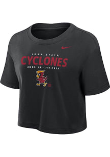 Nike Iowa State Cyclones Womens Black Crop Short Sleeve T-Shirt