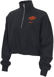 Nike Oklahoma State Cowboys Womens Black Cropped Phoenix Fleece Qtr Zip