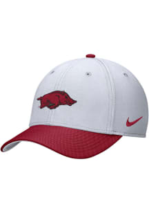 Nike Arkansas Razorbacks Mens White DRI-FIT Rise Colorblock Structured Stretch Flex Hat