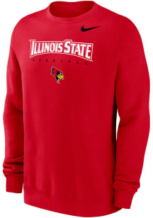 Nike Illinois State Redbirds Mens Red Arch Name Mascot Mascot Long Sleeve Crew Sweatshirt