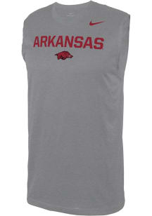 Nike Arkansas Razorbacks Mens Grey Legend Team Name Drop Short Sleeve Tank Top