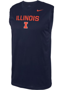 Nike Illinois Fighting Illini Mens Navy Blue Legend Team Name Drop Short Sleeve Tank Top
