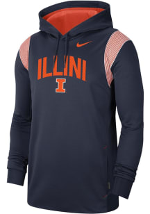 Nike Illinois Fighting Illini Mens Navy Blue Therma PO Hood