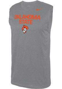 Nike Oklahoma State Cowboys Mens Grey Legend Team Name Drop Short Sleeve Tank Top