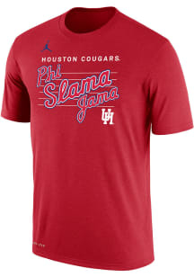 Nike Houston Cougars Red Basketball Phi Slama Jama Dri Fit Cotton SS Short Sleeve T Shirt