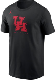 Nike Houston Cougars Black Basketball Jordan Primary Team Logo Dri Fit Cotton SS Short Sleeve T Sh..