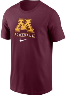 Nike Minnesota Golden Gophers Maroon Football Design Short Sleeve T Shirt