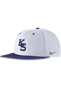 Nike K-State Wildcats Mens White Pro Flat Brim Round Visor Aero Perf Fitted Hat