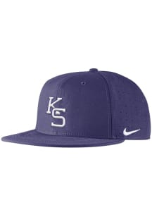 Nike K-State Wildcats Mens Purple Pro Flat Brim Round Visor Aero Perf Fitted Hat