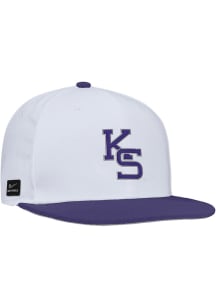 Nike K-State Wildcats Mens White Baseball Colorblock Flatbill Fitted Hat