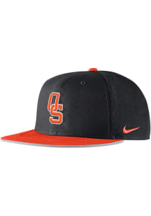 Nike Oklahoma State Cowboys Mens Black Pro Flat Brim Round Visor Aero Perf Fitted Hat
