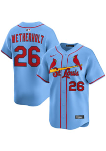 JJ Wetherholt Nike St Louis Cardinals Mens Light Blue Alternate Limited Baseball Jersey