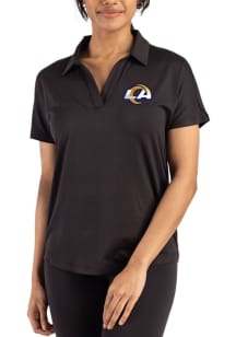 Cutter and Buck Los Angeles Rams Womens Black Coastline Short Sleeve Polo Shirt