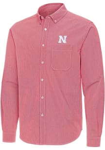 Antigua Nebraska Cornhuskers Mens Red Porter Long Sleeve Dress Shirt