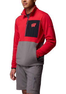 Columbia Wisconsin Badgers Mens Red PRIMARY LOGO Pullover Jackets
