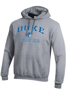 Champion Duke Blue Devils Mens Grey Font Class of 2026 Powerblend Long Sleeve Hoodie
