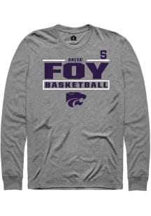 Aniya’ Foy K-State Wildcats Graphite NIL Stacked Box Long Sleeve Player T Shirt