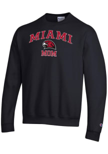 Champion Miami RedHawks Mens Black Mom Powerblend Long Sleeve Crew Sweatshirt