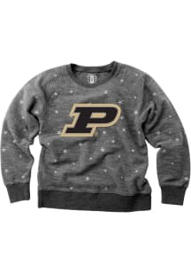 Wes and Willy Purdue Boilermakers Girls Black Shimmer Star Long Sleeve Sweatshirt